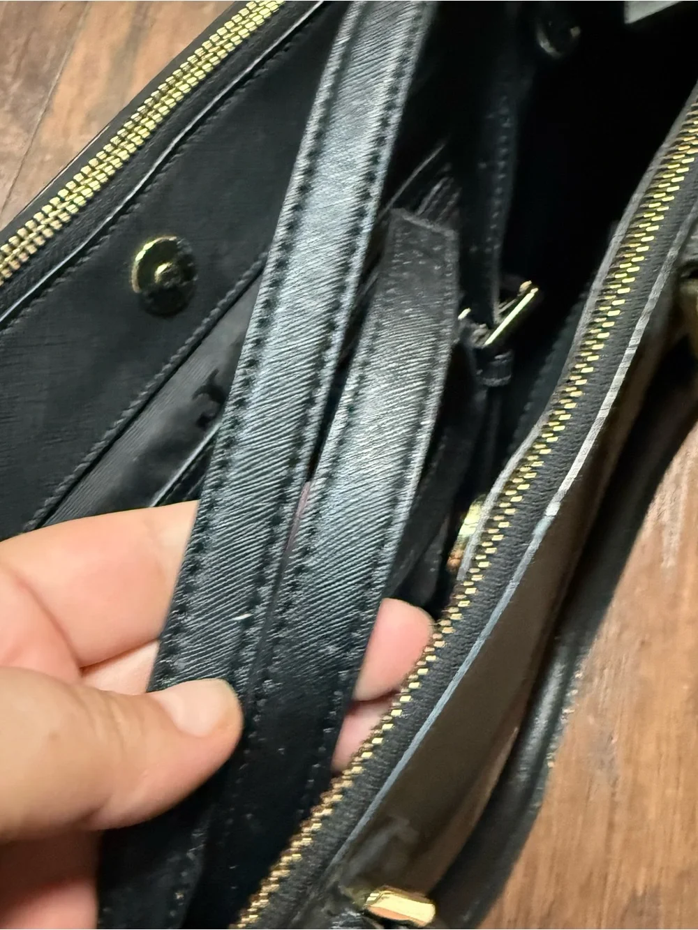 Tory Burch Black Robinson East/West Double Zip Tote